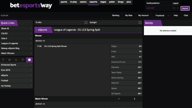Example Betway eSports LOL Spring Split